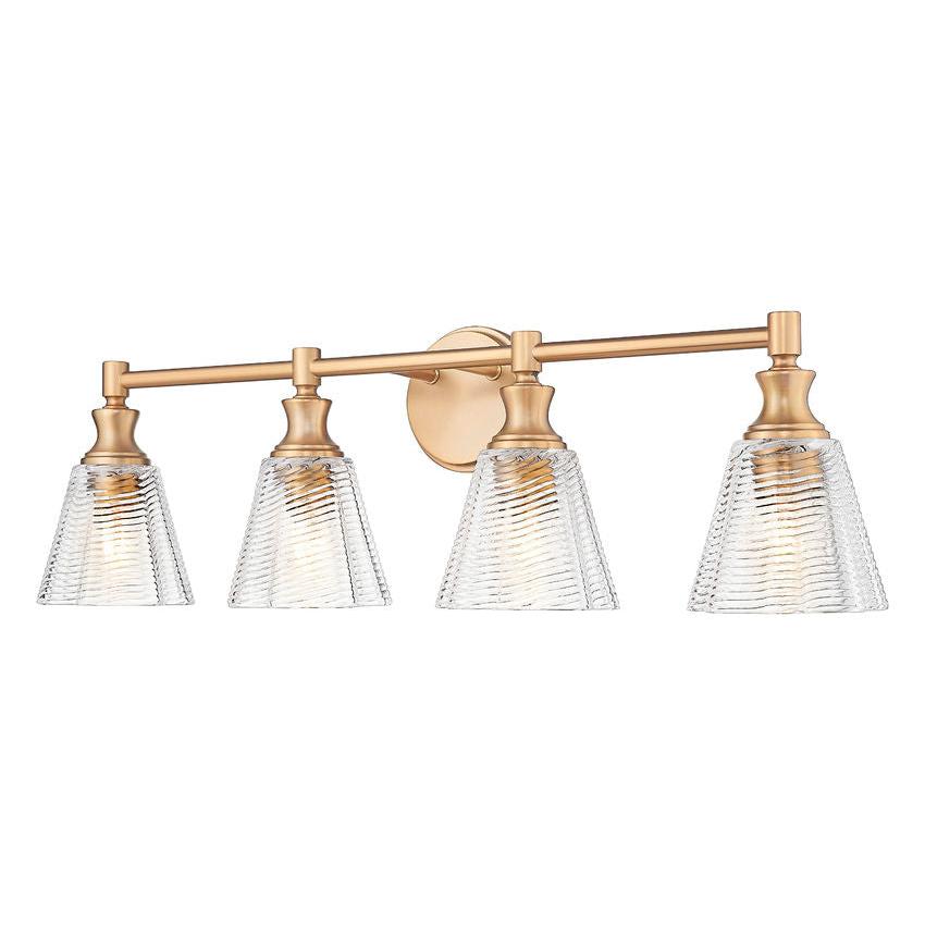 Z-Lite Auden 32" 4-Light Modern Gold Steel Frame Clear Glass Shade Vanity Light