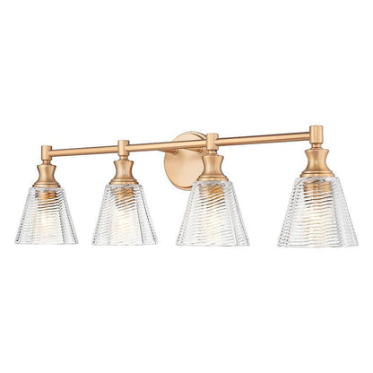 Z-Lite Auden 32" 4-Light Modern Gold Steel Frame Clear Glass Shade Vanity Light