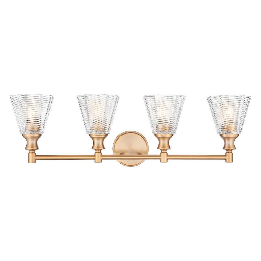 Z-Lite Auden 32" 4-Light Modern Gold Steel Frame Clear Glass Shade Vanity Light
