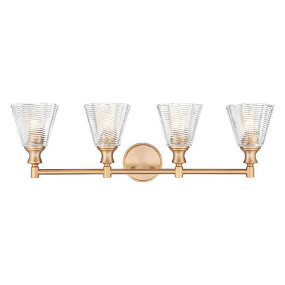 Z-Lite Auden 32" 4-Light Modern Gold Steel Frame Clear Glass Shade Vanity Light