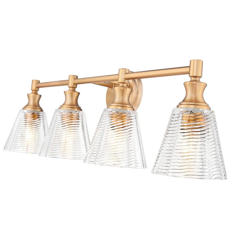 Z-Lite Auden 32" 4-Light Modern Gold Steel Frame Clear Glass Shade Vanity Light