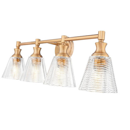 Z-Lite Auden 32" 4-Light Modern Gold Steel Frame Clear Glass Shade Vanity Light