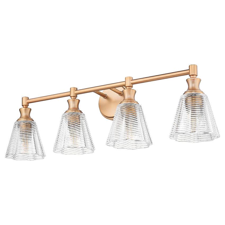 Z-Lite Auden 32" 4-Light Modern Gold Steel Frame Clear Glass Shade Vanity Light