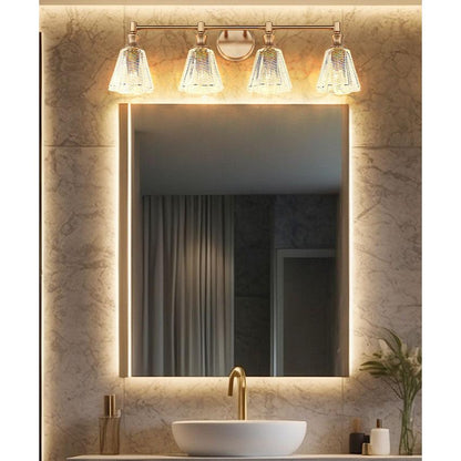 Z-Lite Auden 32" 4-Light Modern Gold Steel Frame Clear Glass Shade Vanity Light