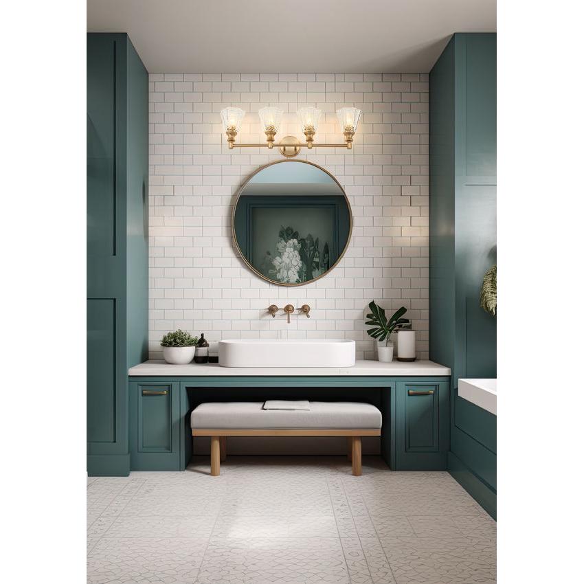 Z-Lite Auden 32" 4-Light Modern Gold Steel Frame Clear Glass Shade Vanity Light