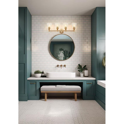 Z-Lite Auden 32" 4-Light Modern Gold Steel Frame Clear Glass Shade Vanity Light