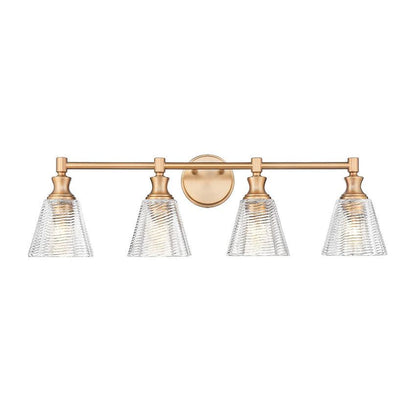 Z-Lite Auden 32" 4-Light Modern Gold Steel Frame Clear Glass Shade Vanity Light