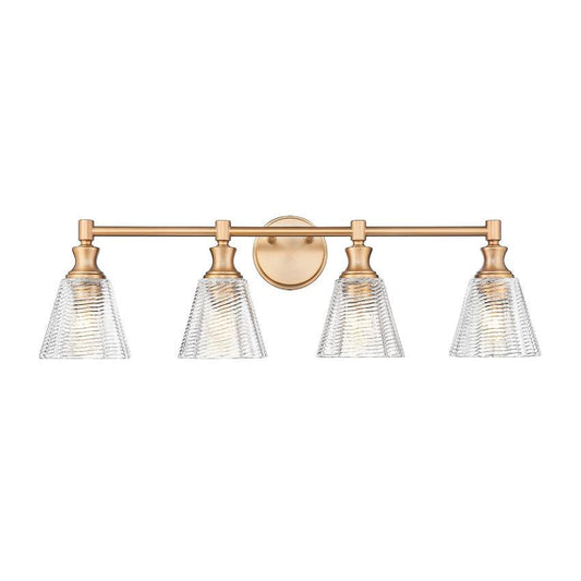 Z-Lite Auden 32" 4-Light Modern Gold Steel Frame Clear Glass Shade Vanity Light