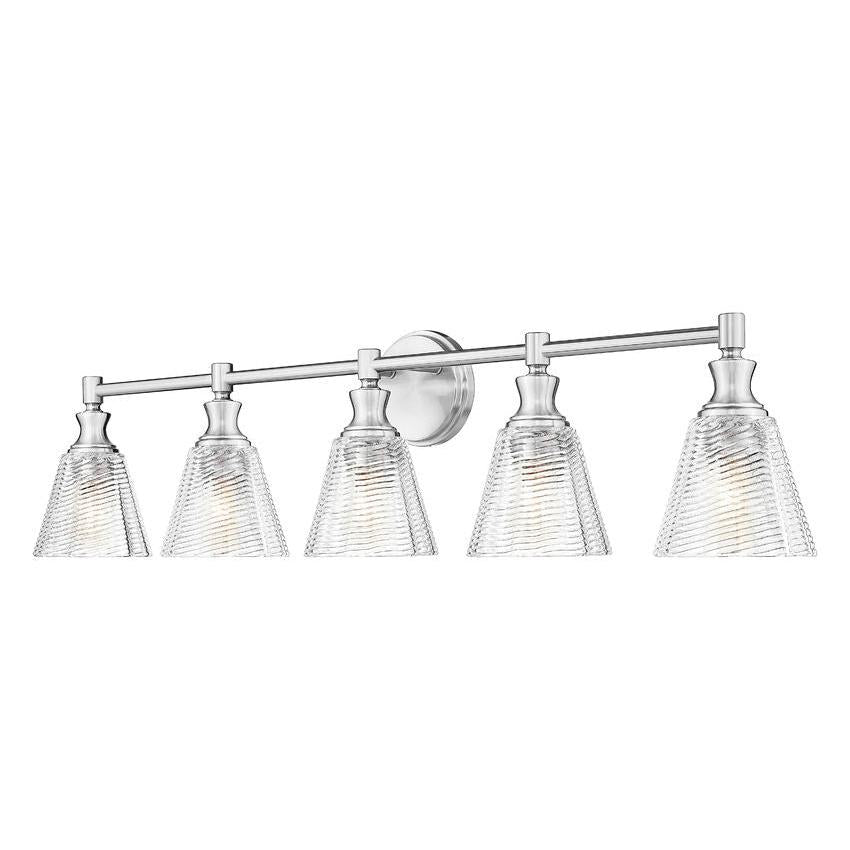 Z-Lite Auden 40" 5-Light Brushed Nickel Steel Frame Clear Glass Shade Vanity Light