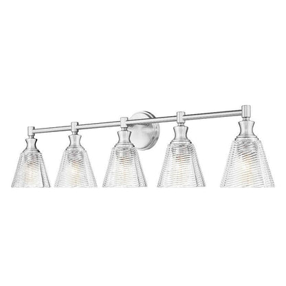 Z-Lite Auden 40" 5-Light Brushed Nickel Steel Frame Clear Glass Shade Vanity Light