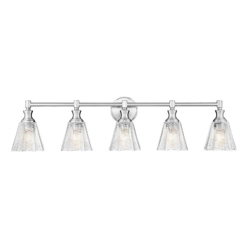 Z-Lite Auden 40" 5-Light Brushed Nickel Steel Frame Clear Glass Shade Vanity Light