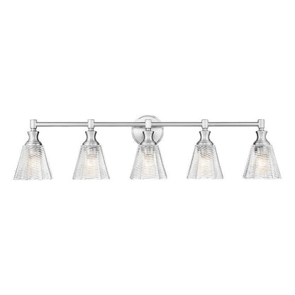 Z-Lite Auden 40" 5-Light Brushed Nickel Steel Frame Clear Glass Shade Vanity Light