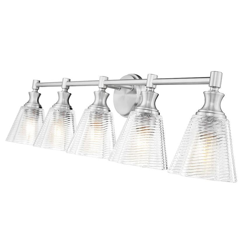 Z-Lite Auden 40" 5-Light Brushed Nickel Steel Frame Clear Glass Shade Vanity Light