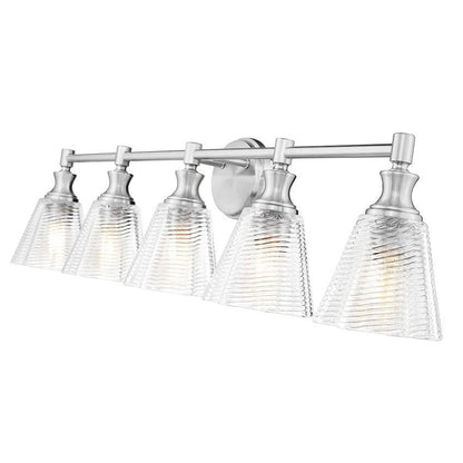 Z-Lite Auden 40" 5-Light Brushed Nickel Steel Frame Clear Glass Shade Vanity Light