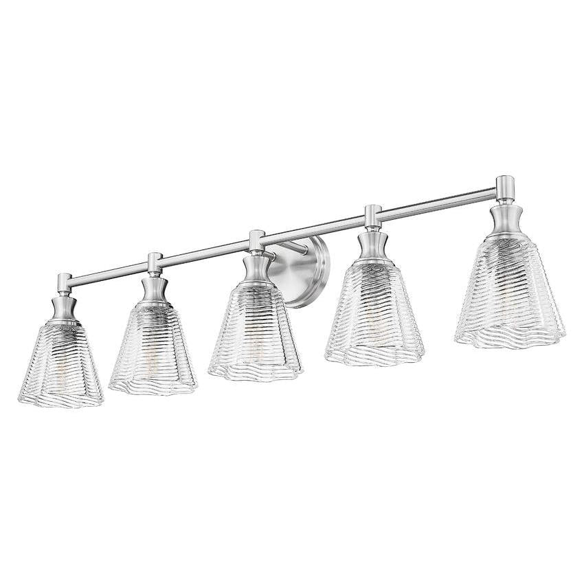 Z-Lite Auden 40" 5-Light Brushed Nickel Steel Frame Clear Glass Shade Vanity Light