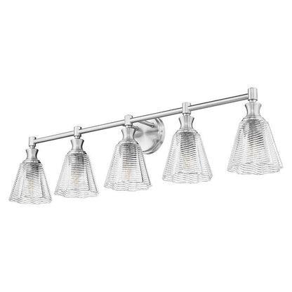 Z-Lite Auden 40" 5-Light Brushed Nickel Steel Frame Clear Glass Shade Vanity Light