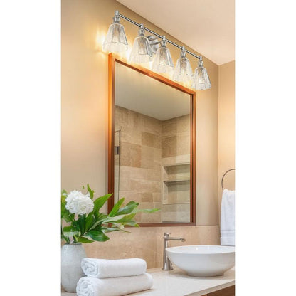 Z-Lite Auden 40" 5-Light Brushed Nickel Steel Frame Clear Glass Shade Vanity Light