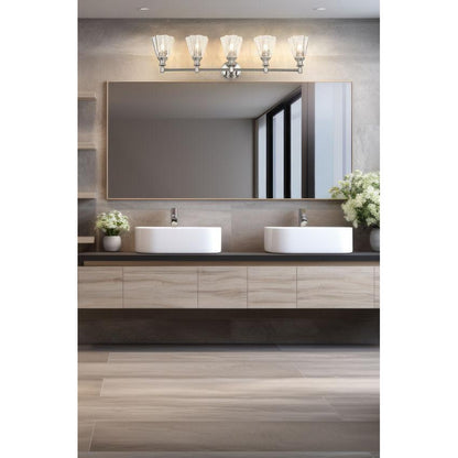 Z-Lite Auden 40" 5-Light Brushed Nickel Steel Frame Clear Glass Shade Vanity Light