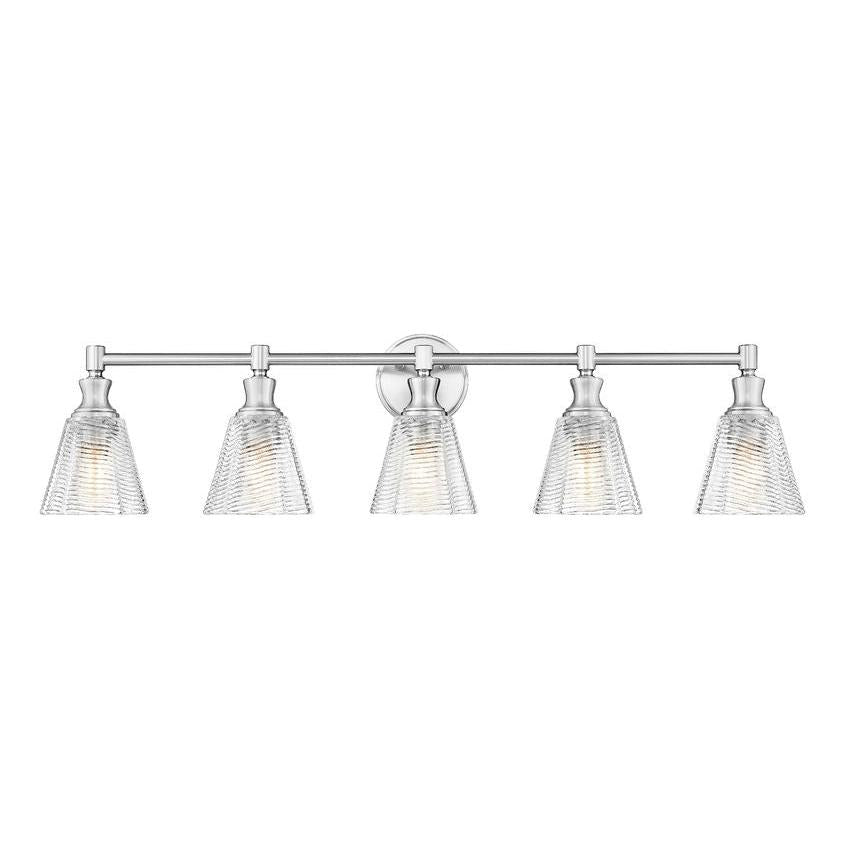 Z-Lite Auden 40" 5-Light Brushed Nickel Steel Frame Clear Glass Shade Vanity Light