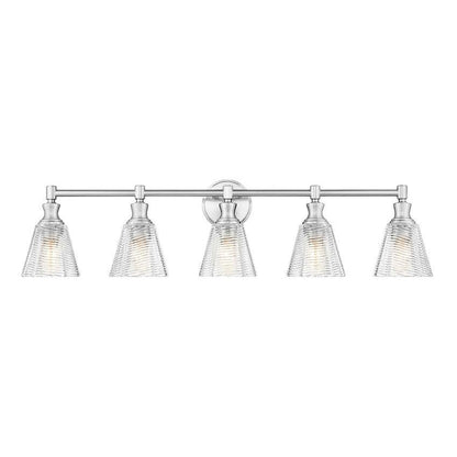 Z-Lite Auden 40" 5-Light Brushed Nickel Steel Frame Clear Glass Shade Vanity Light