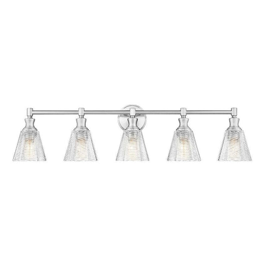 Z-Lite Auden 40" 5-Light Brushed Nickel Steel Frame Clear Glass Shade Vanity Light