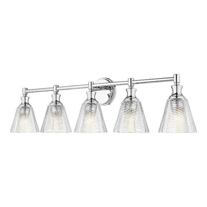 Z-Lite Auden 40" 5-Light Chrome Steel Frame Clear Glass Shade Vanity Light