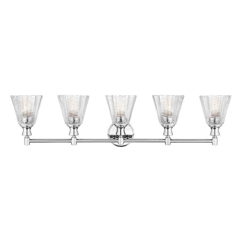 Z-Lite Auden 40" 5-Light Chrome Steel Frame Clear Glass Shade Vanity Light