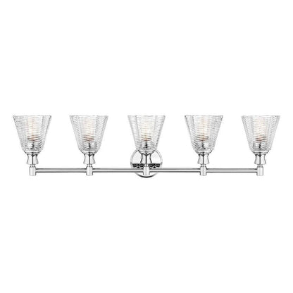 Z-Lite Auden 40" 5-Light Chrome Steel Frame Clear Glass Shade Vanity Light