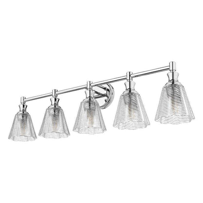 Z-Lite Auden 40" 5-Light Chrome Steel Frame Clear Glass Shade Vanity Light