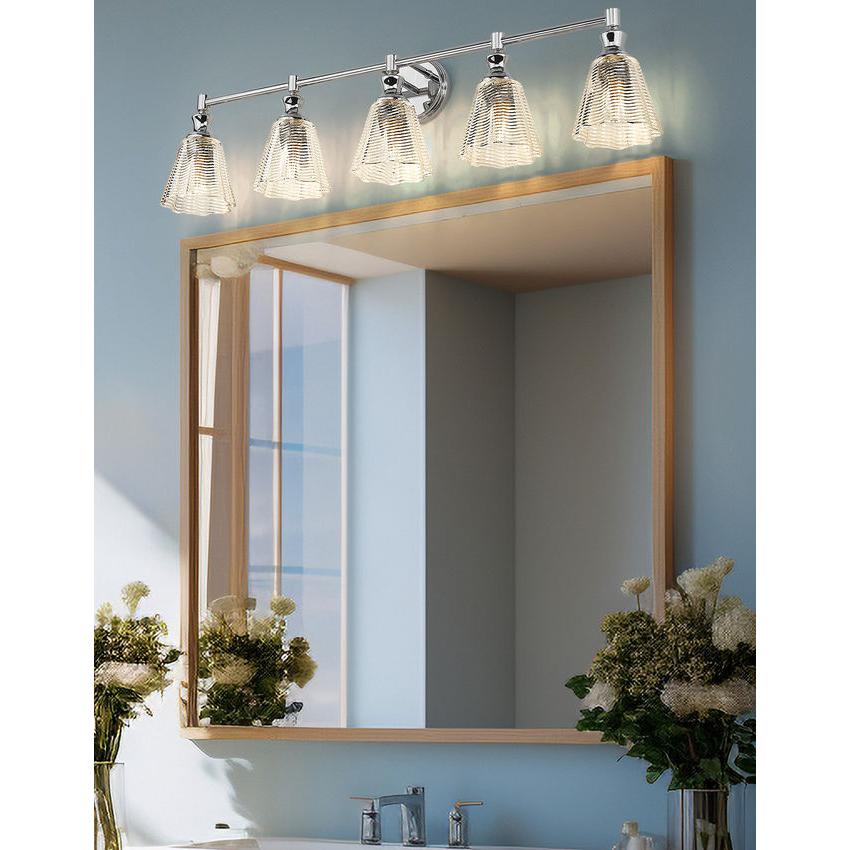 Z-Lite Auden 40" 5-Light Chrome Steel Frame Clear Glass Shade Vanity Light