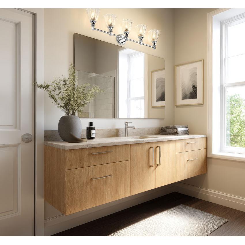 Z-Lite Auden 40" 5-Light Chrome Steel Frame Clear Glass Shade Vanity Light
