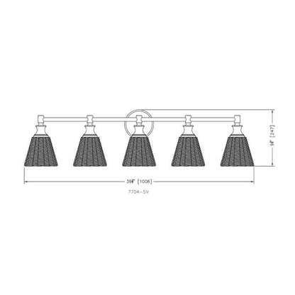 Z-Lite Auden 40" 5-Light Chrome Steel Frame Clear Glass Shade Vanity Light