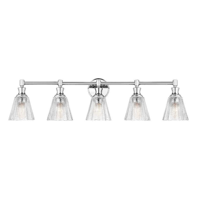 Z-Lite Auden 40" 5-Light Chrome Steel Frame Clear Glass Shade Vanity Light