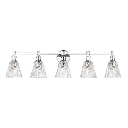 Z-Lite Auden 40" 5-Light Chrome Steel Frame Clear Glass Shade Vanity Light