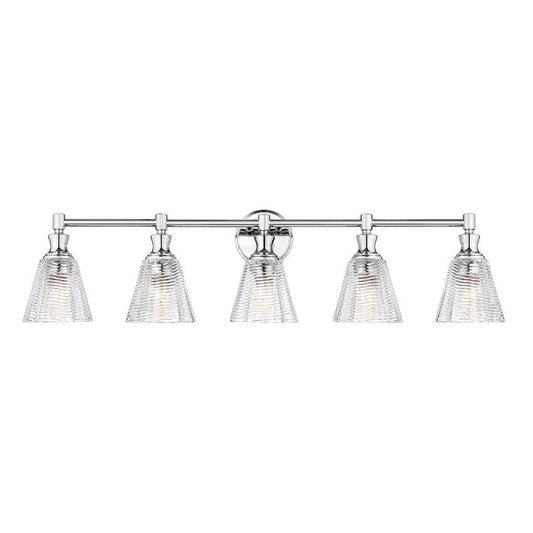 Z-Lite Auden 40" 5-Light Chrome Steel Frame Clear Glass Shade Vanity Light