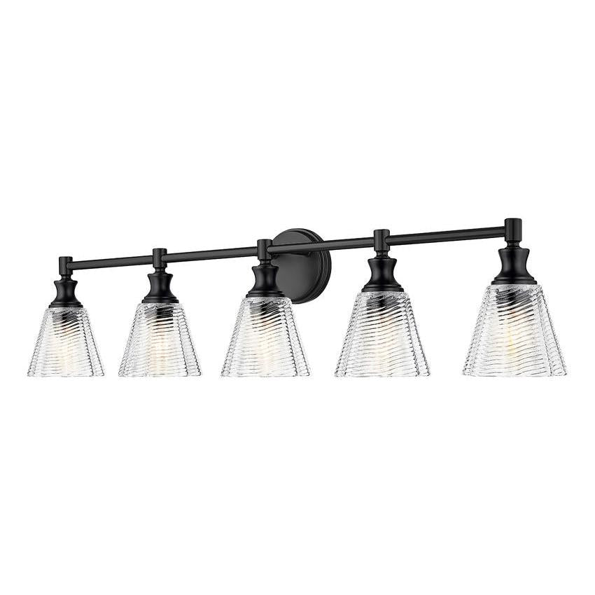 Z-Lite Auden 40" 5-Light Matte Black Steel Frame Clear Glass Shade Vanity Light