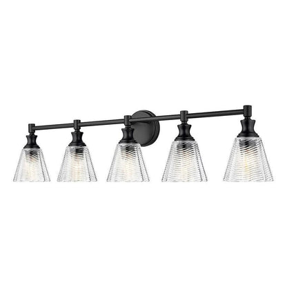 Z-Lite Auden 40" 5-Light Matte Black Steel Frame Clear Glass Shade Vanity Light