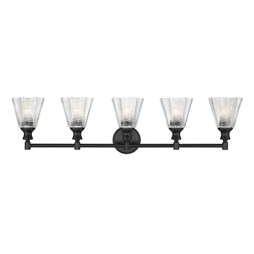 Z-Lite Auden 40" 5-Light Matte Black Steel Frame Clear Glass Shade Vanity Light