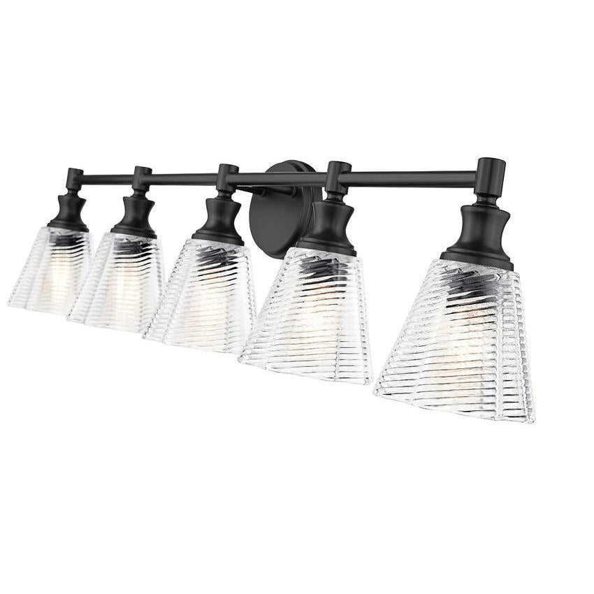Z-Lite Auden 40" 5-Light Matte Black Steel Frame Clear Glass Shade Vanity Light