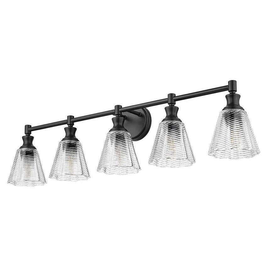 Z-Lite Auden 40" 5-Light Matte Black Steel Frame Clear Glass Shade Vanity Light