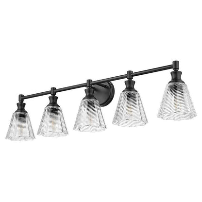 Z-Lite Auden 40" 5-Light Matte Black Steel Frame Clear Glass Shade Vanity Light