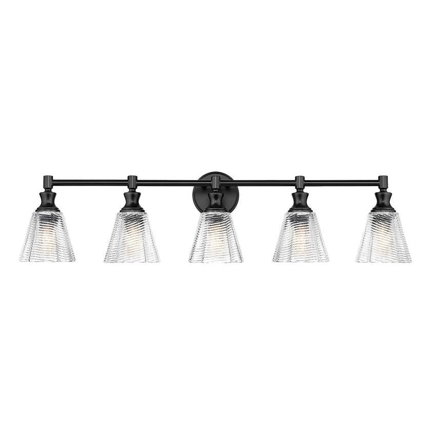 Z-Lite Auden 40" 5-Light Matte Black Steel Frame Clear Glass Shade Vanity Light