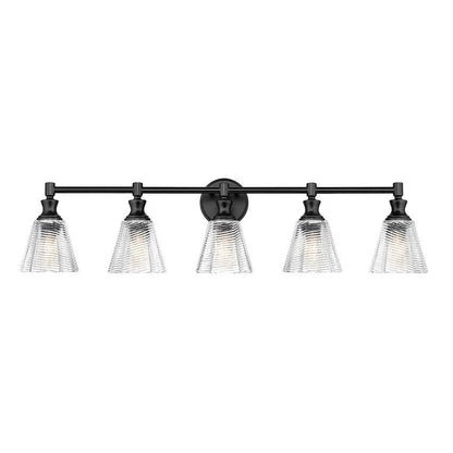 Z-Lite Auden 40" 5-Light Matte Black Steel Frame Clear Glass Shade Vanity Light