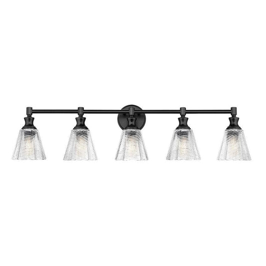 Z-Lite Auden 40" 5-Light Matte Black Steel Frame Clear Glass Shade Vanity Light