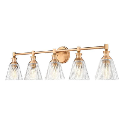 Z-Lite Auden 40" 5-Light Modern Gold Steel Frame Clear Glass Shade Vanity Light