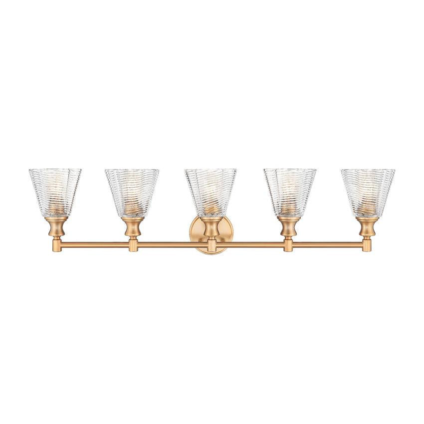 Z-Lite Auden 40" 5-Light Modern Gold Steel Frame Clear Glass Shade Vanity Light