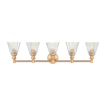 Z-Lite Auden 40" 5-Light Modern Gold Steel Frame Clear Glass Shade Vanity Light