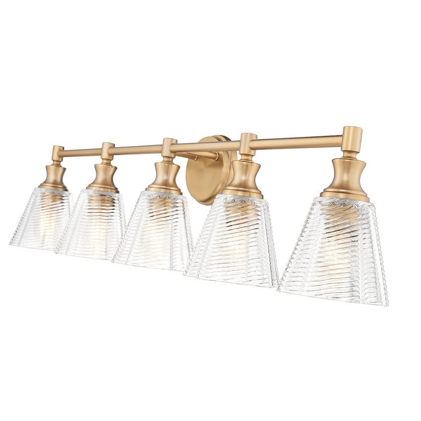 Z-Lite Auden 40" 5-Light Modern Gold Steel Frame Clear Glass Shade Vanity Light