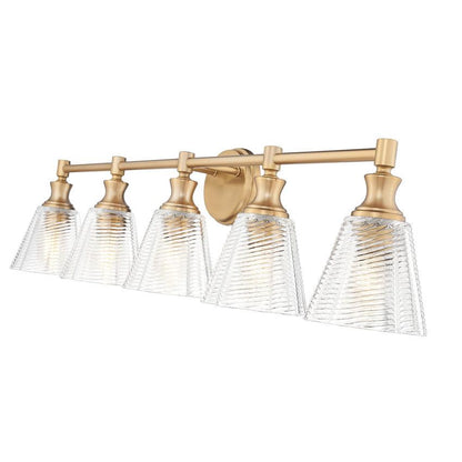 Z-Lite Auden 40" 5-Light Modern Gold Steel Frame Clear Glass Shade Vanity Light