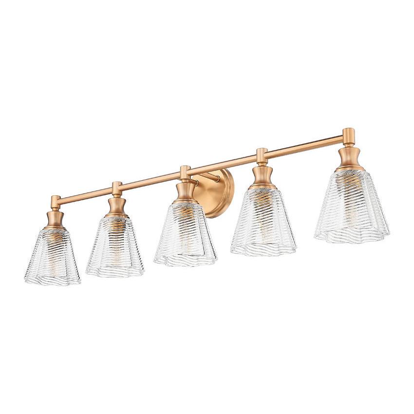 Z-Lite Auden 40" 5-Light Modern Gold Steel Frame Clear Glass Shade Vanity Light